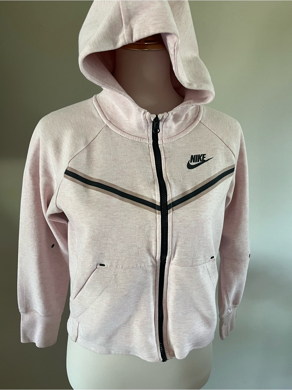 Nike Girl's Large (14-16) NSW Tech Fleece Full Zip Hoodie Pink /Heather/Black